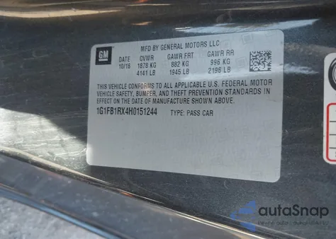 2017 Chevrolet Camaro 1Lt z USA, uszkodzony, nr VIN 1G1FB1RX4H0151244